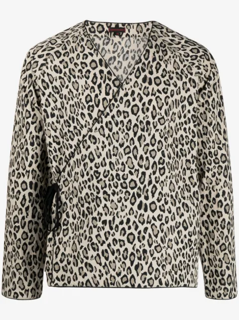CLOT leopard-print V-neck shirt