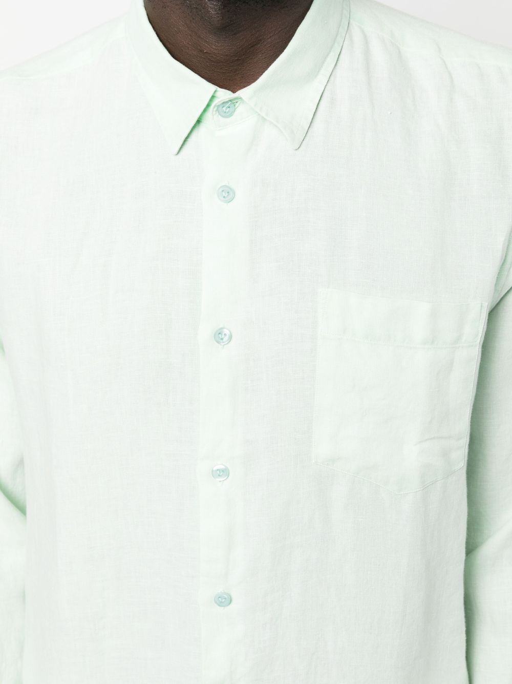 Shop Vilebrequin Caroubis Long-sleeved Linen Shirt In Green