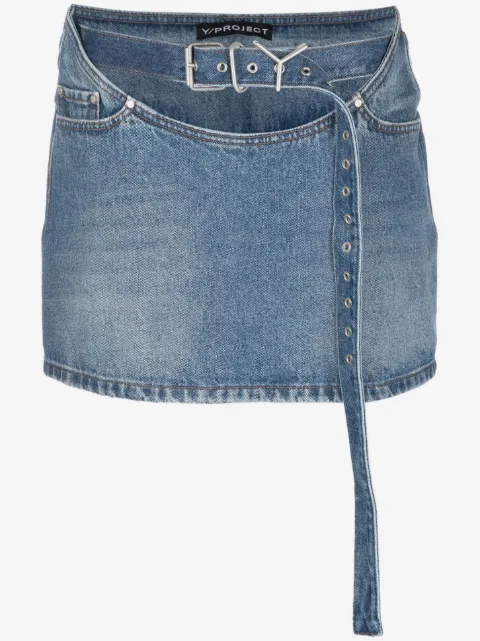 Y/Project belted denim miniskirt
