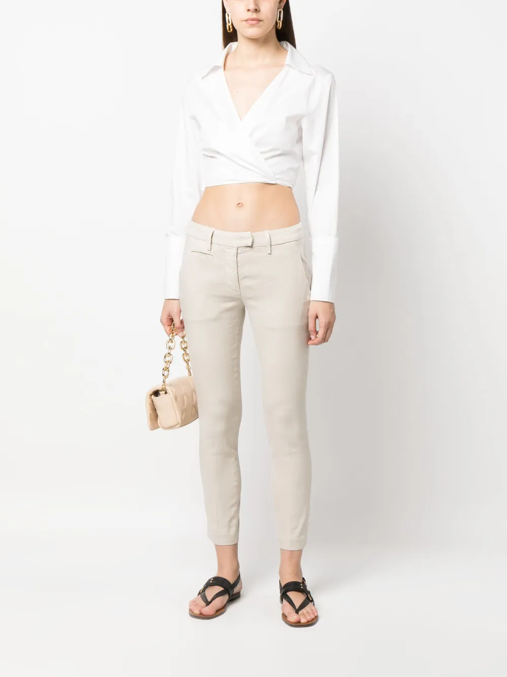  Dondup Slim Cropped Trousers - Neutrals 