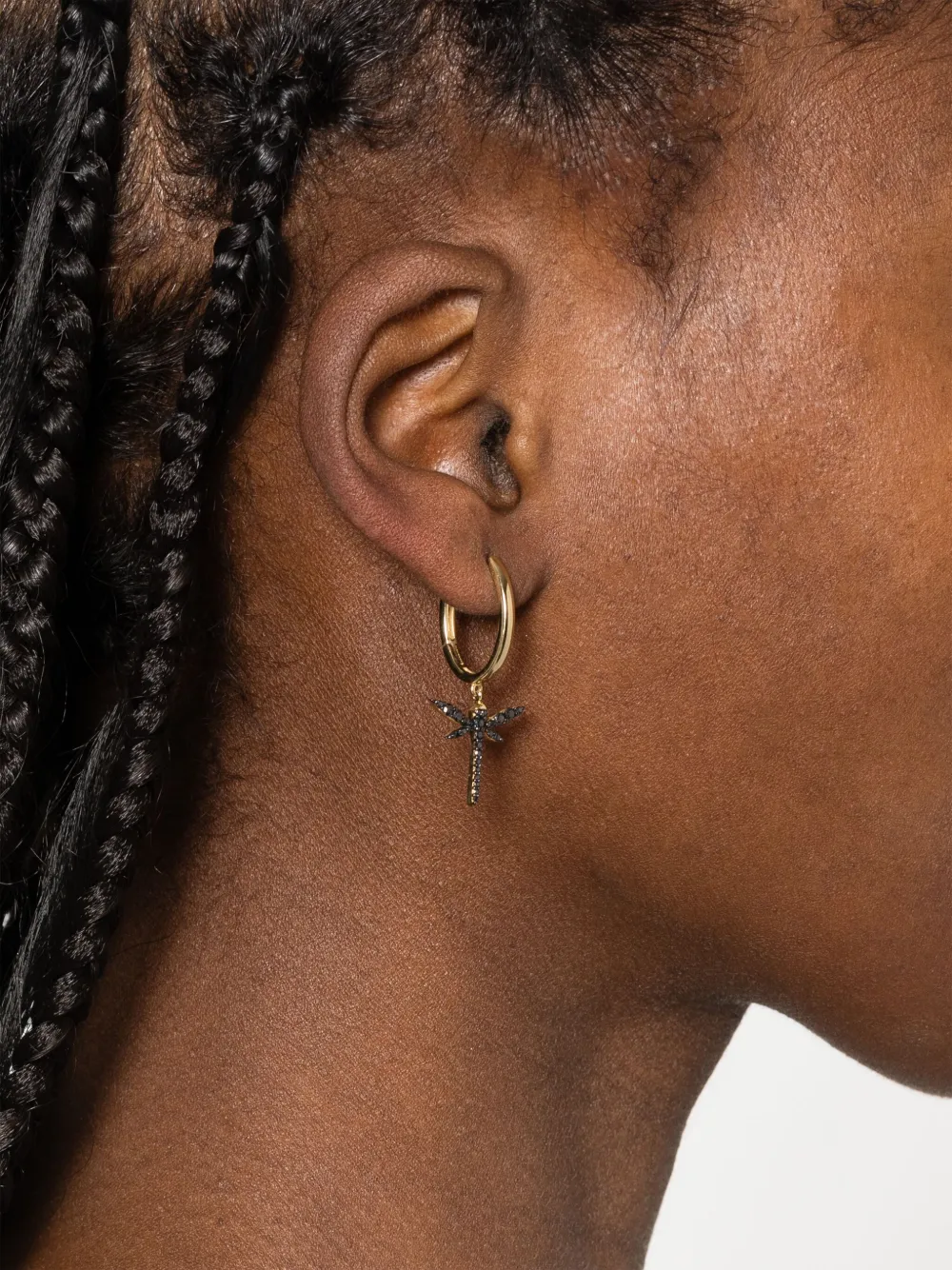 Anapsara aretes Small Dragonfly en oro amarillo de 18kt con diamantes | Image 2