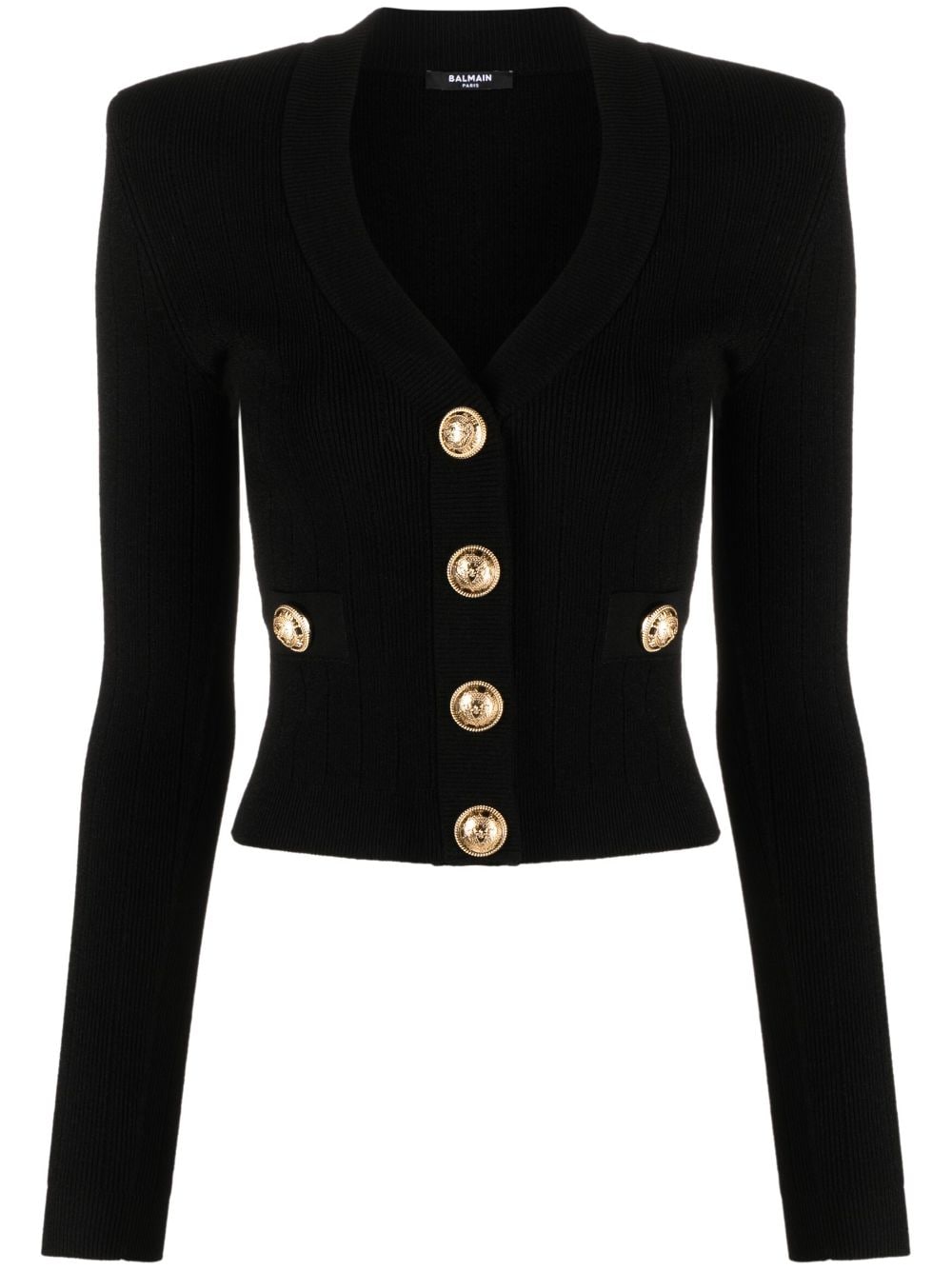 Shop Balmain V-neck Button-fastening Cardigan In Black