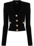 Balmain pointelle-knit V-neck cardigan - Black