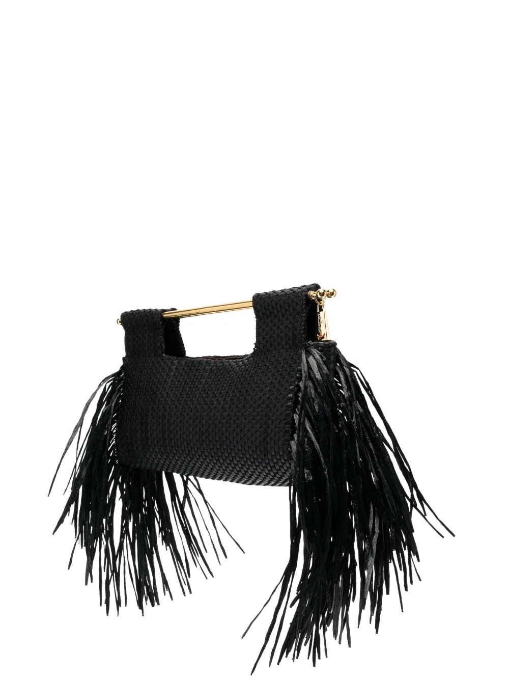La Milanesa Otranto Fringed Raffia Tote Bag In Black ModeSens