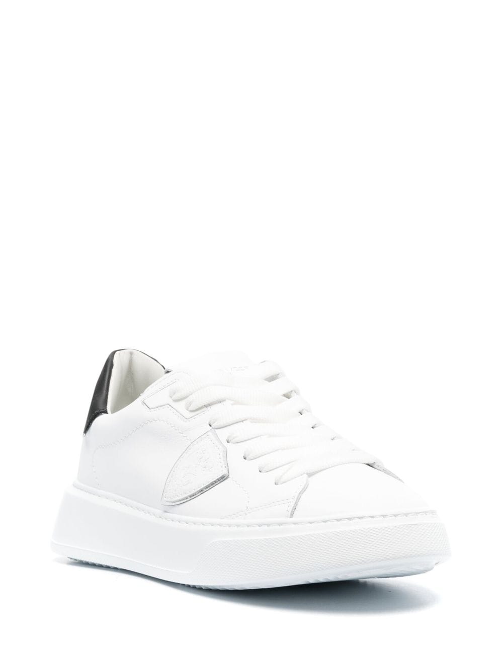 Shop Philippe Model Paris Temple Leather Low-top Sneakers In Weiss