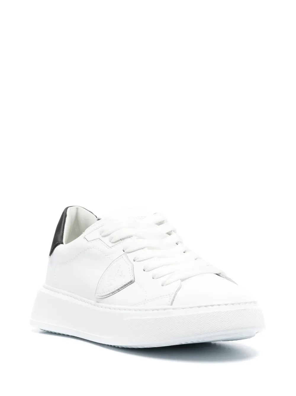 Shop Philippe Model Paris Temple Leather Low-top Sneakers In Weiss