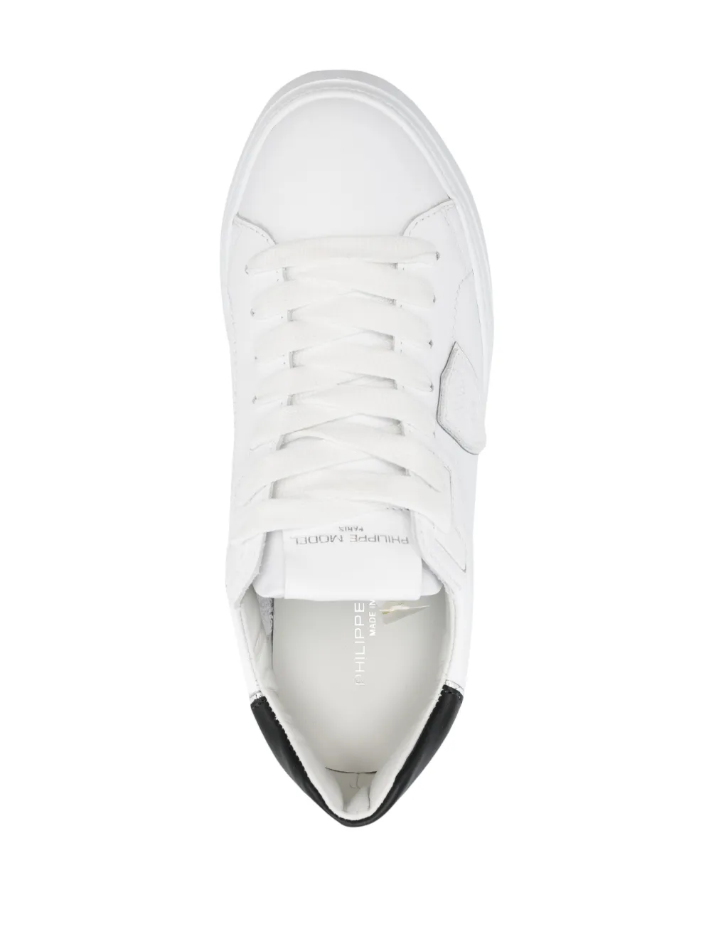 Shop Philippe Model Paris Temple Leather Low-top Sneakers In Weiss