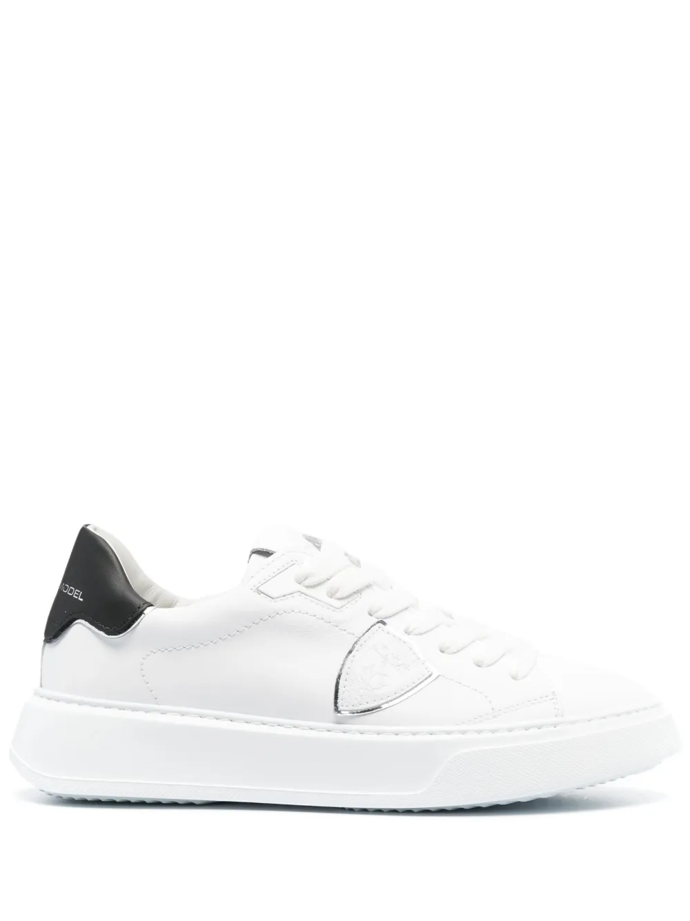 Shop Philippe Model Paris Temple Leather Low-top Sneakers In Weiss