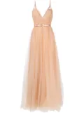Elisabetta Franchi belted tulle dress - Neutrals
