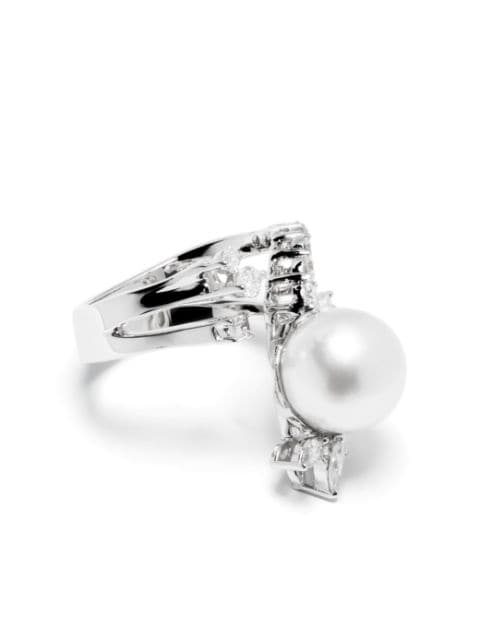 Yeprem anillo en oro blanco de 18kt con diamante y perla