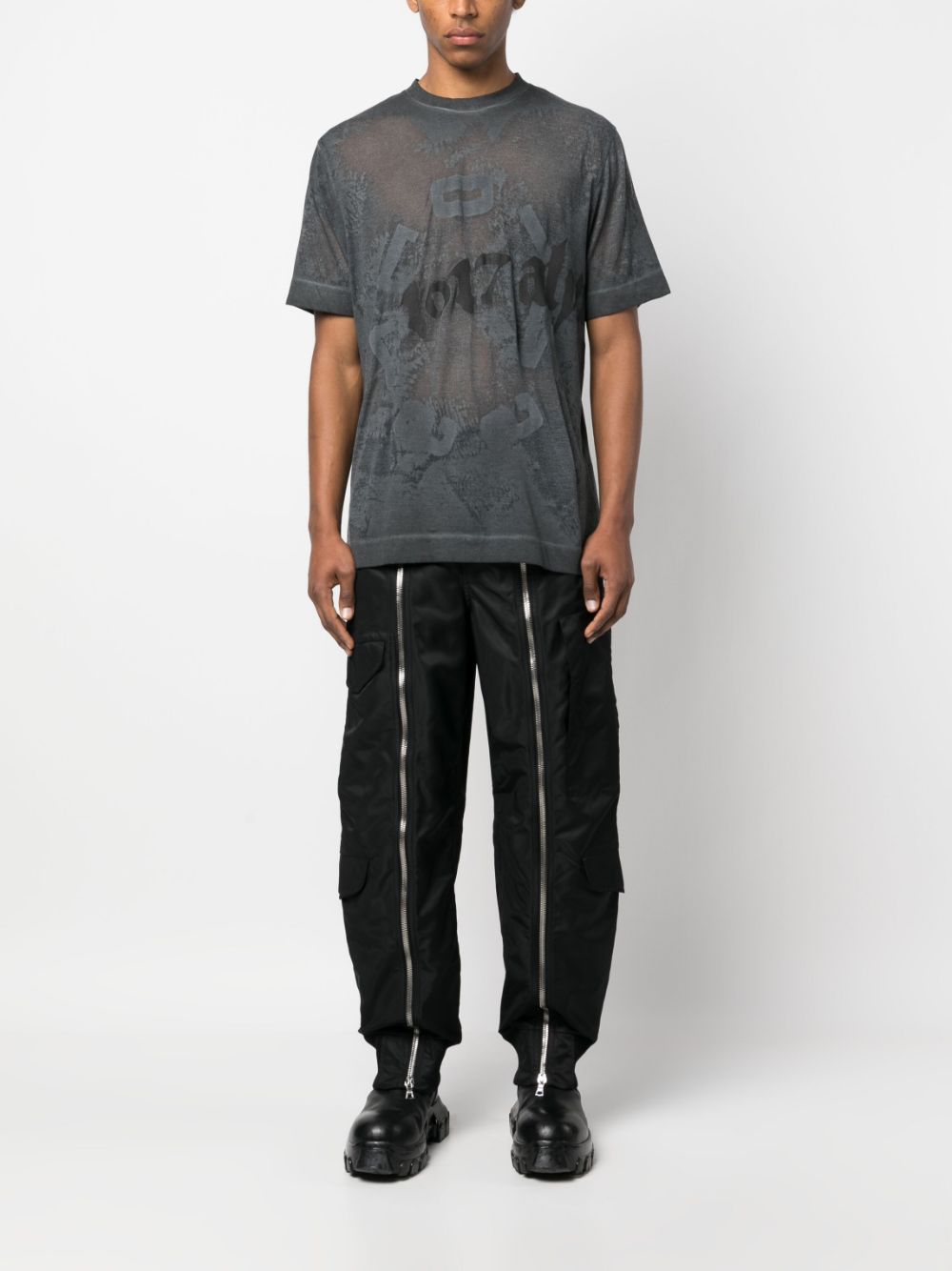 Shop Alyx Semi-sheer Graphic-print T-shirt In Grey