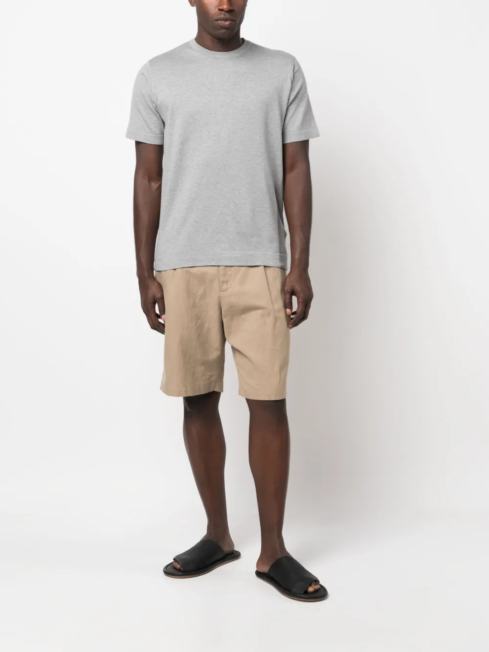 John Smedley knitted cotton T-shirt - Grijs