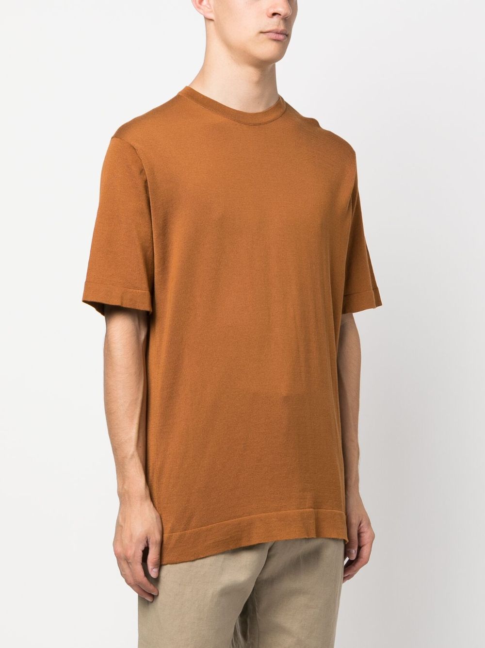 John Smedley Knitted Cotton T-shirt In Brown | ModeSens