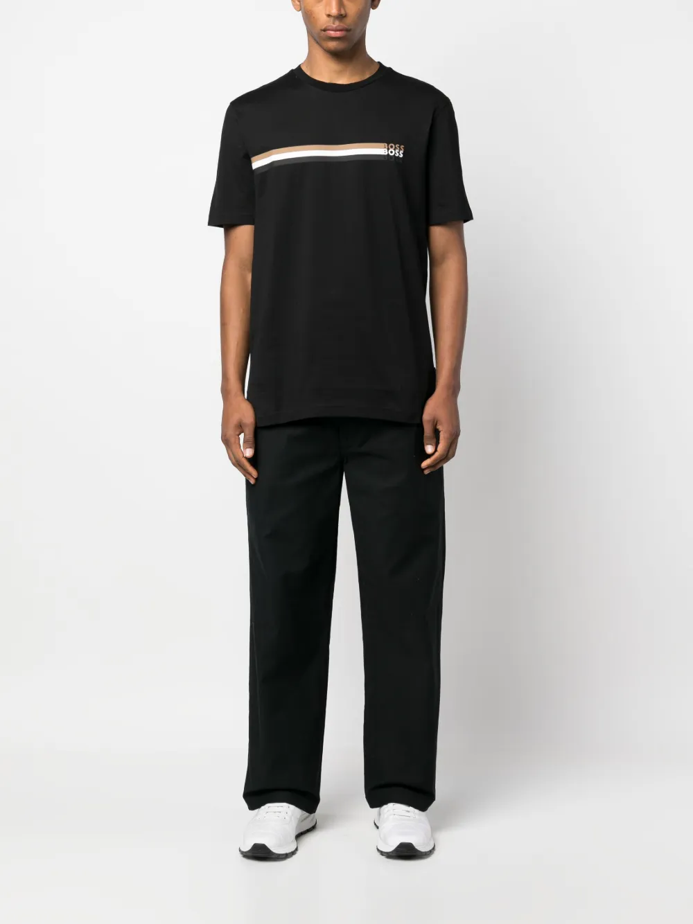 BOSS T-shirt met logoprint - Zwart