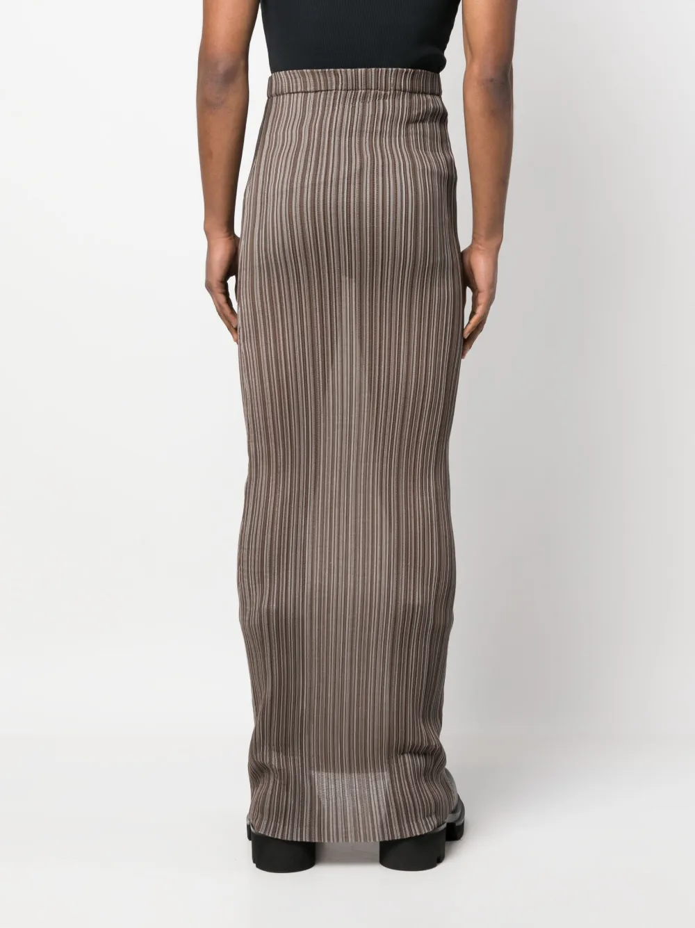Shop Ludovic De Saint Sernin Striped Maxi Skirt In Brown