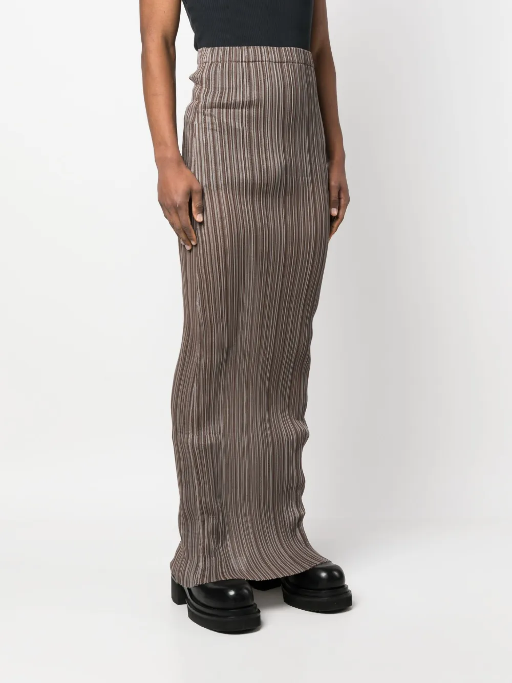 Shop Ludovic De Saint Sernin Striped Maxi Skirt In Brown