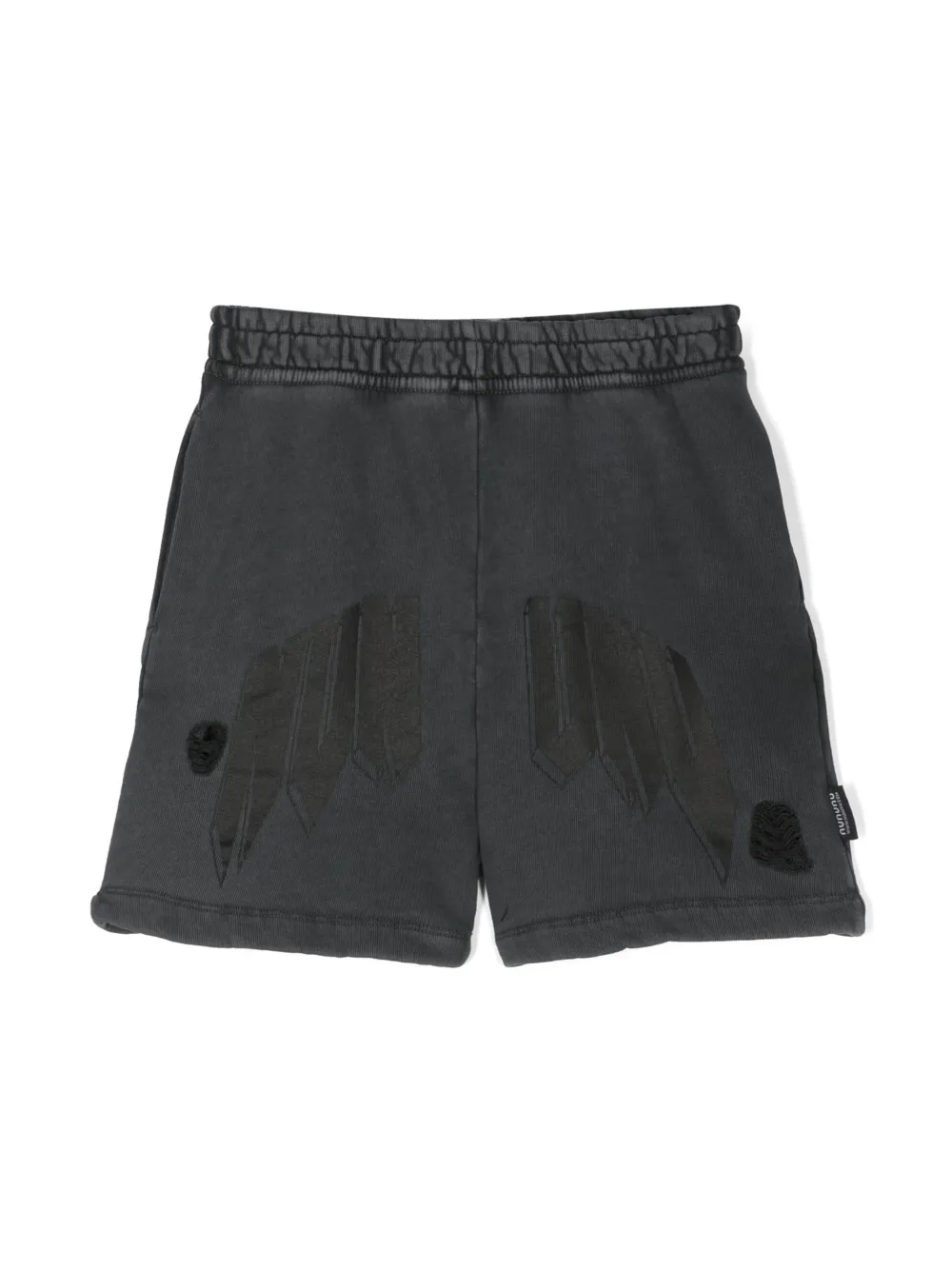 Nununu Kids' Logo-patch Elasticated Shorts In Grey