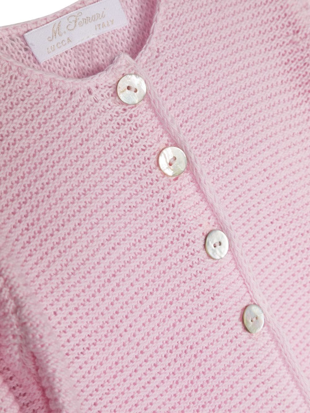 Shop Mariella Ferrari Crochet-knit Button-up Cardigan In Pink