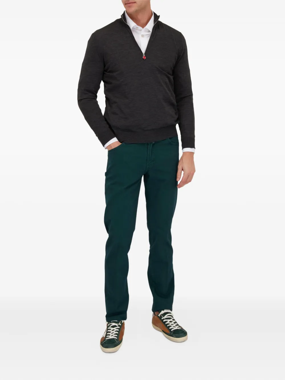 Kiton half-zip wool sweater - Grijs
