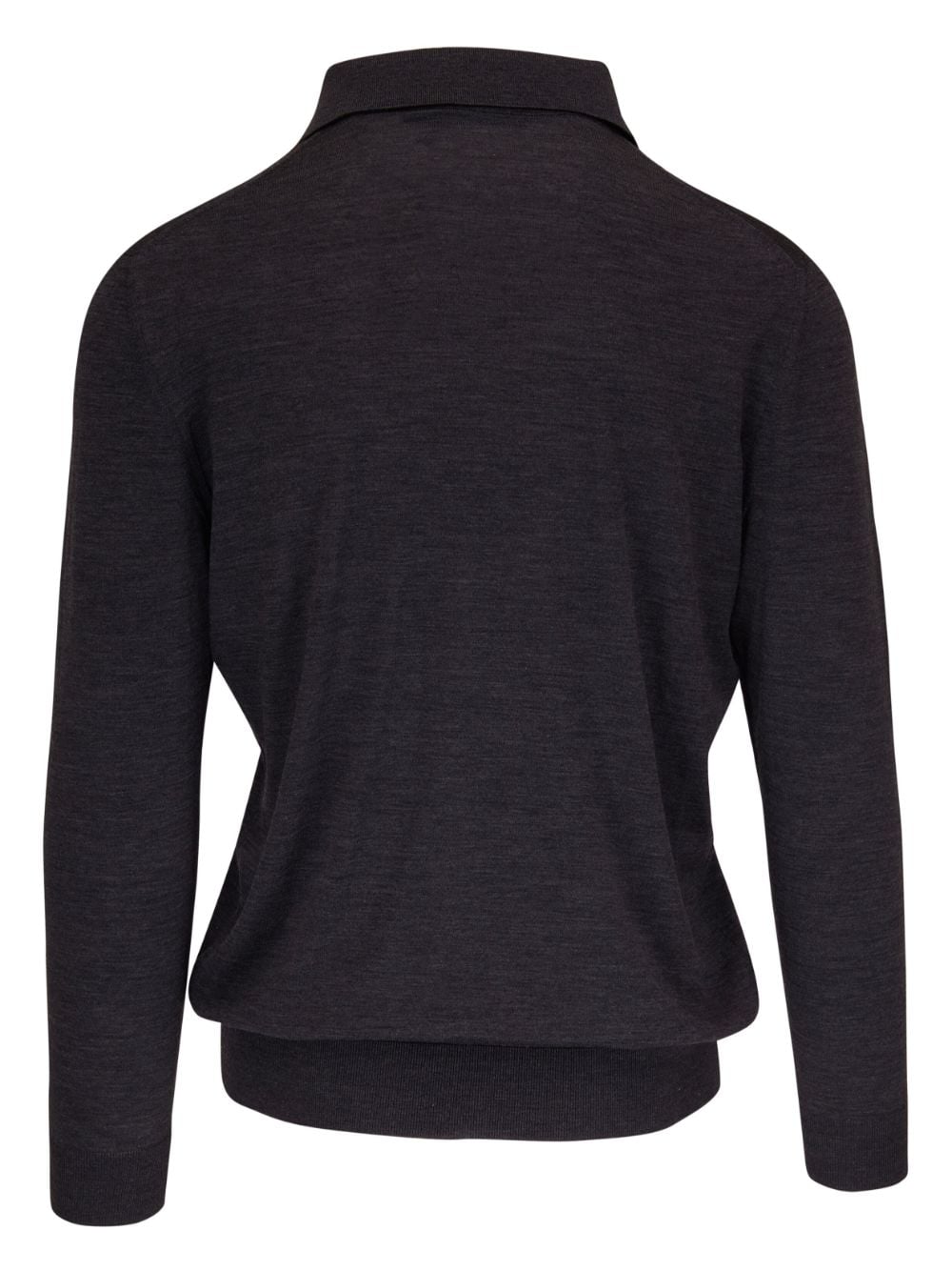 Shop Kiton Long-sleeve Wool Polo Jumper In Grey