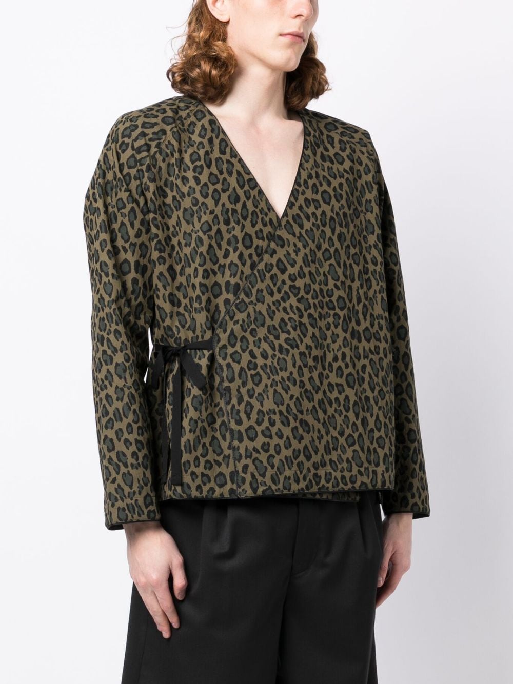 Shop Clot Leopard-print Cotton-blend Kimono In 中性色