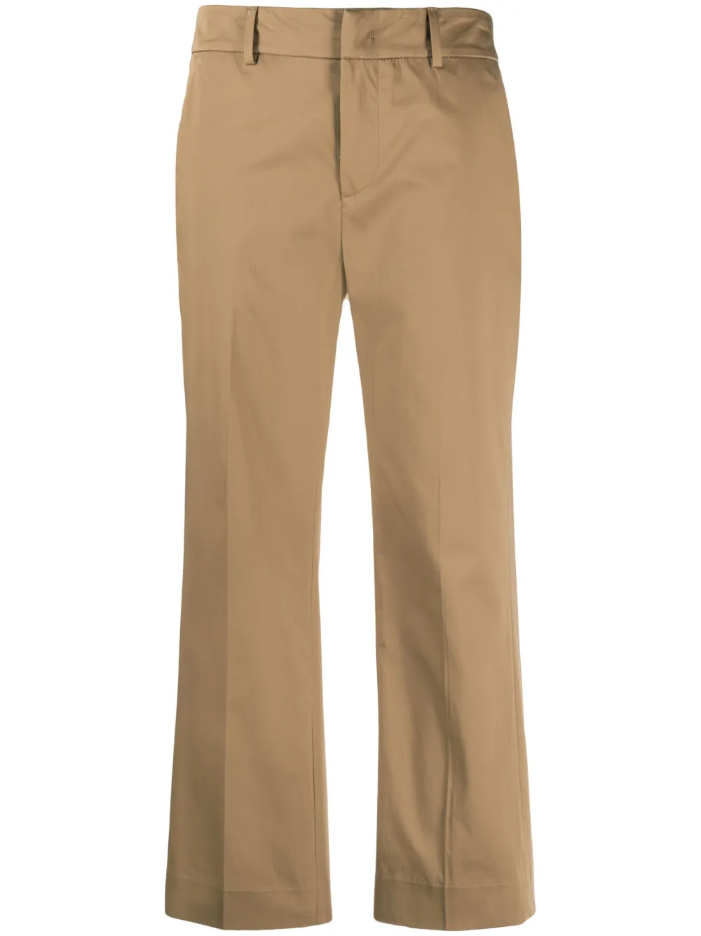 Dondup Cropped Cotton Trousers In Brown