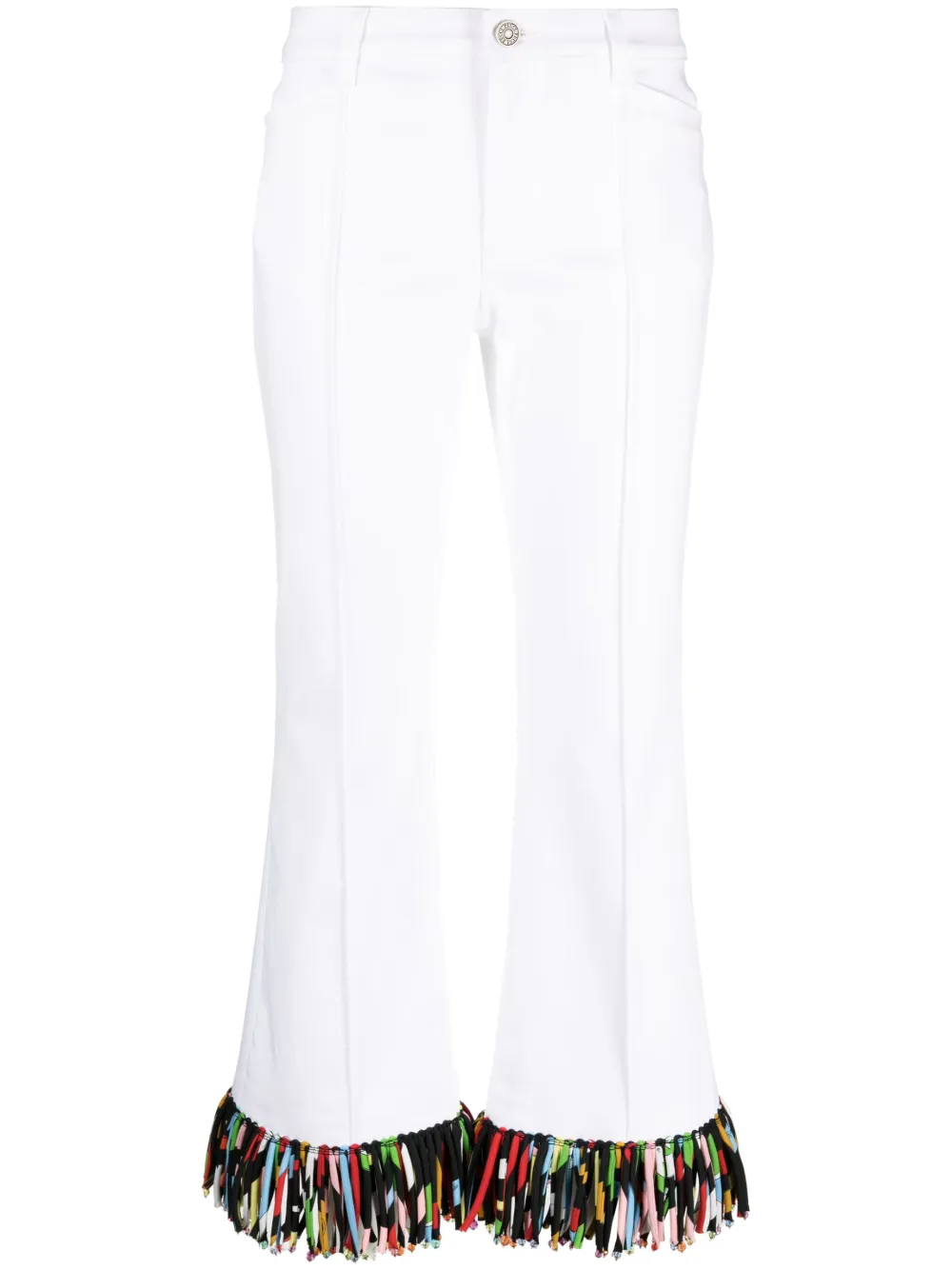 PUCCI ABSTRAC-PRINT FRINGED FLARED TROUSERS