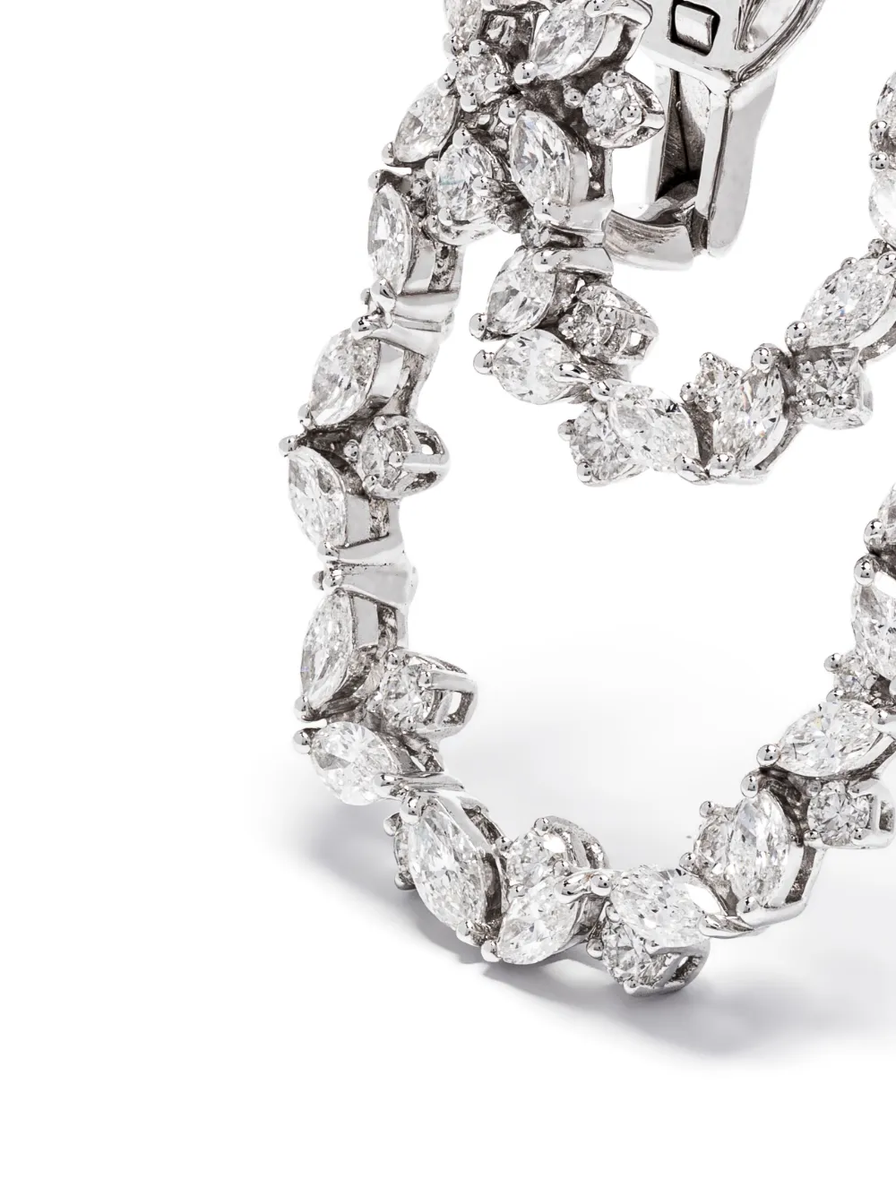 Yeprem 18kt White Gold Hoop Diamond Earrings In Metallic