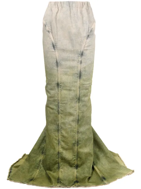 Moncler + Rick Owens gradient-effect denim maxi skirt