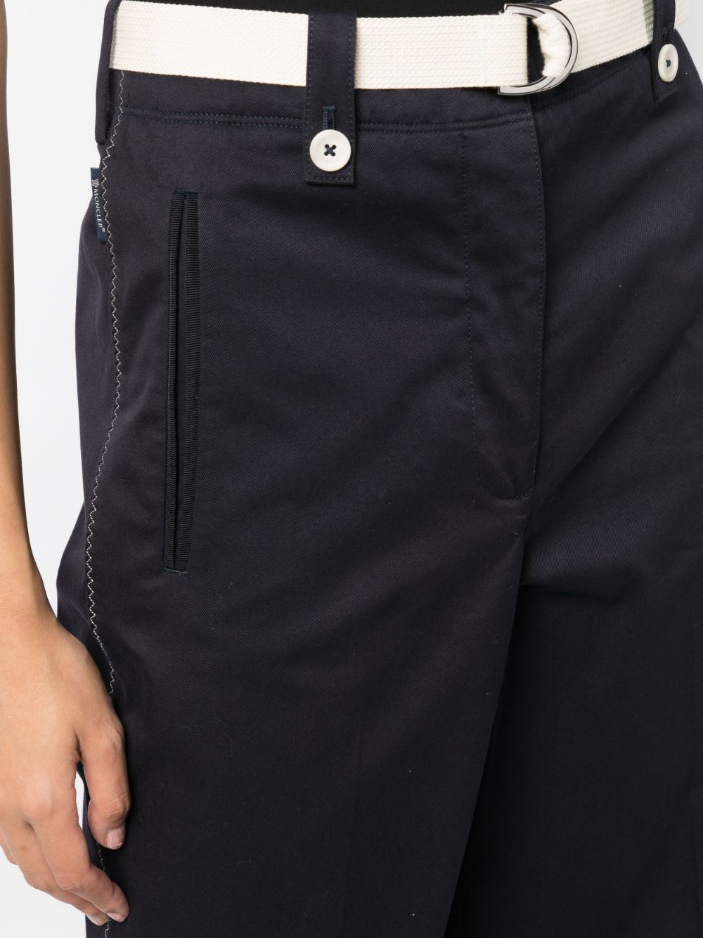 Shop Moncler High-waisted Flared Trousers In Black