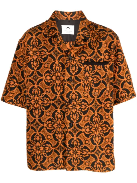 Marine Serre Oriental Towel-print.short-sleeve shirt