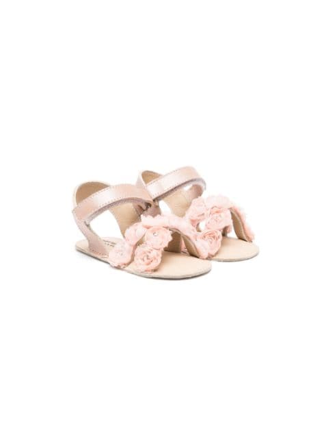 BabyWalker floral-appliqué leather sandals
