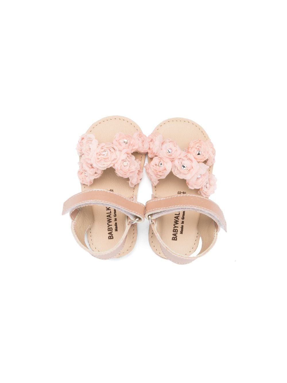 Shop Babywalker Floral-appliqué Leather Sandals In Pink