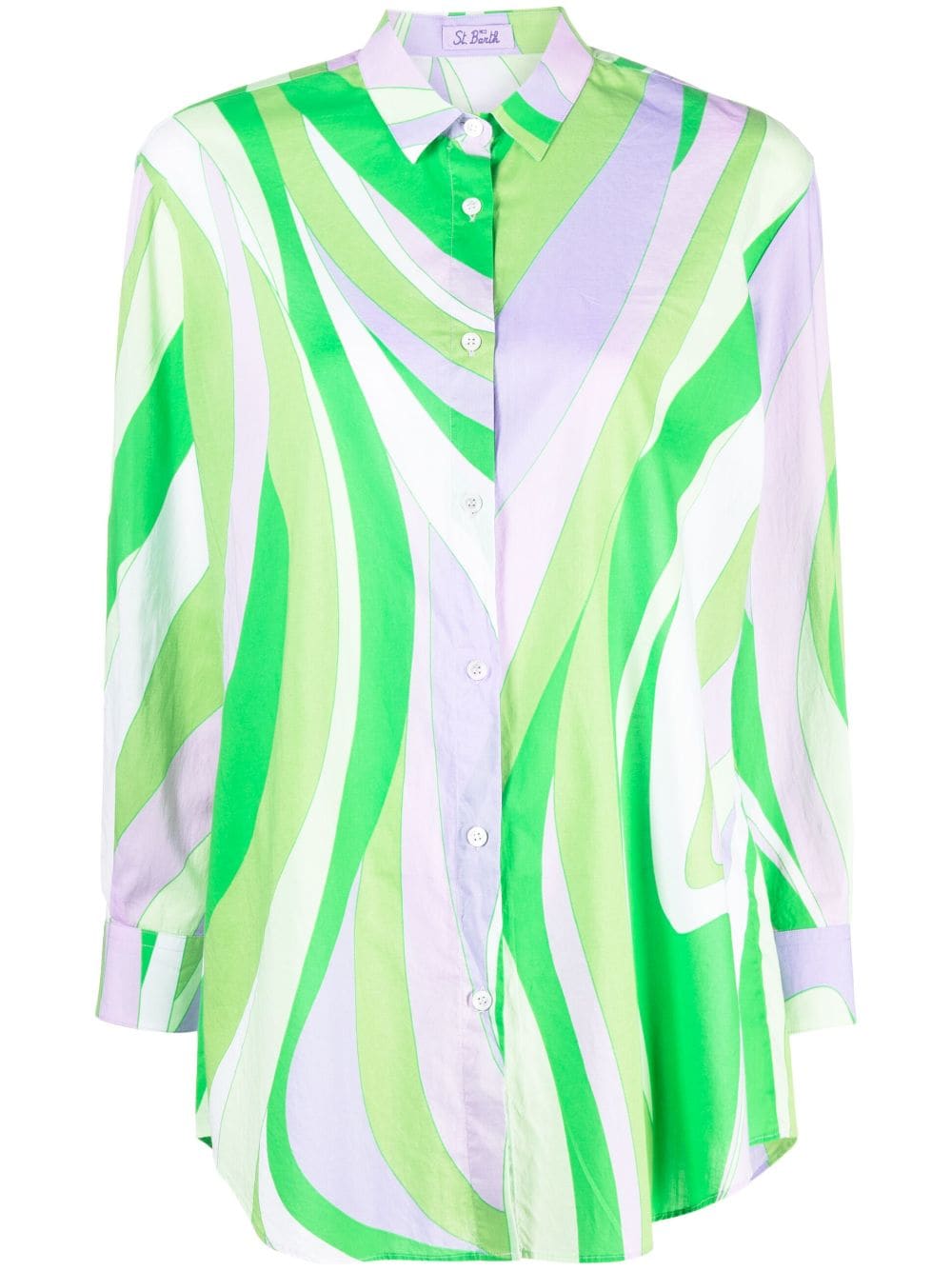 Mc2 Saint Barth Wave-print Cotton Shirt In Green