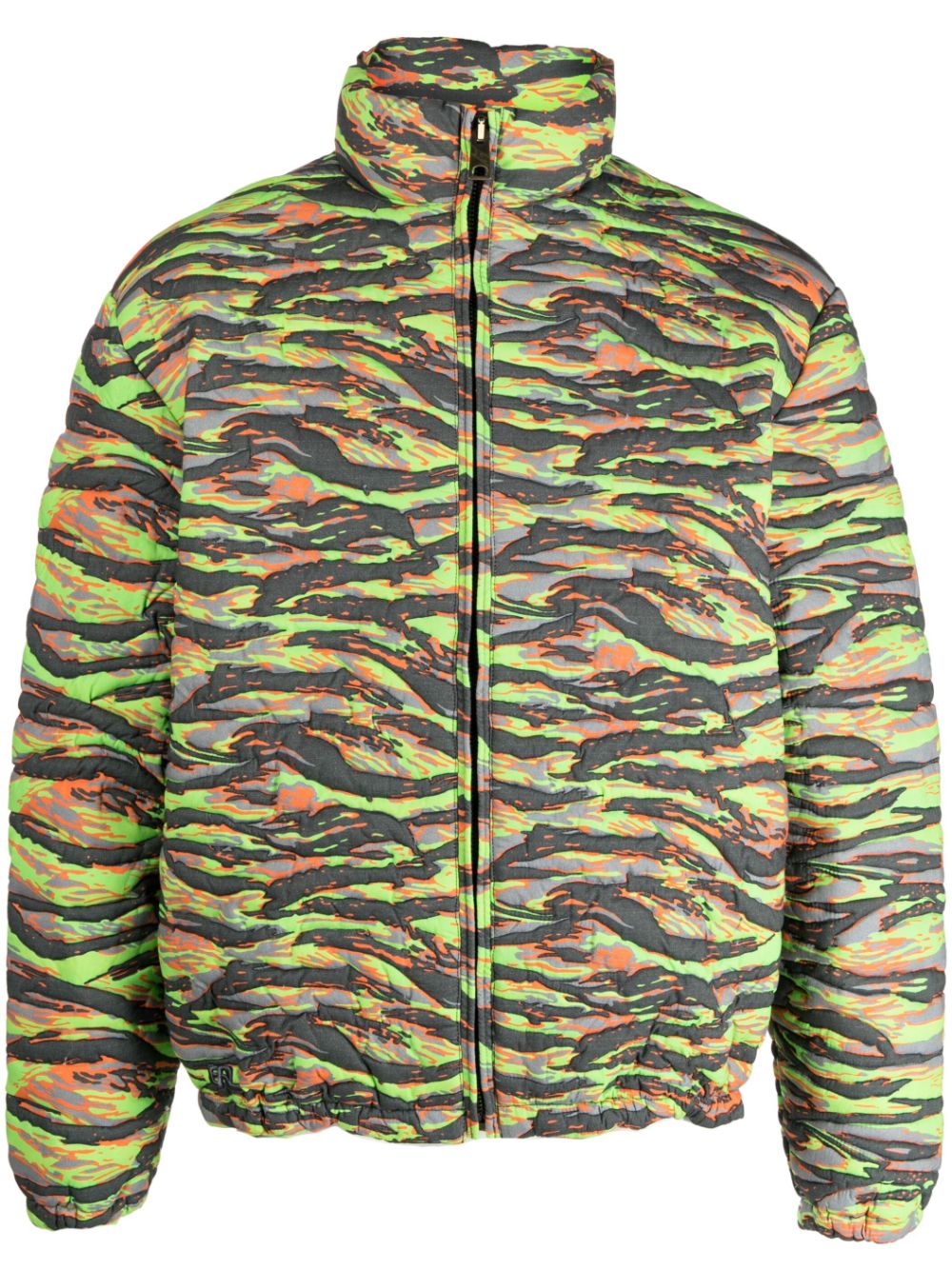 Shop Erl Camouflage Jacquard Padded Jacket In Green