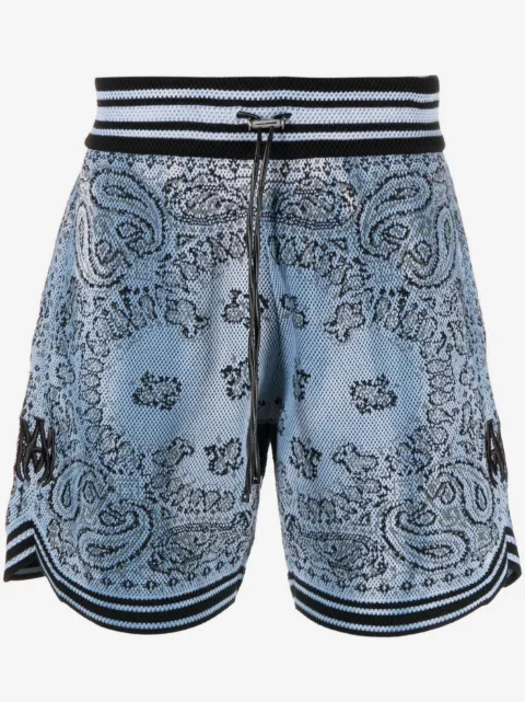 AMIRI paisley-print embroidered-logo deck shorts