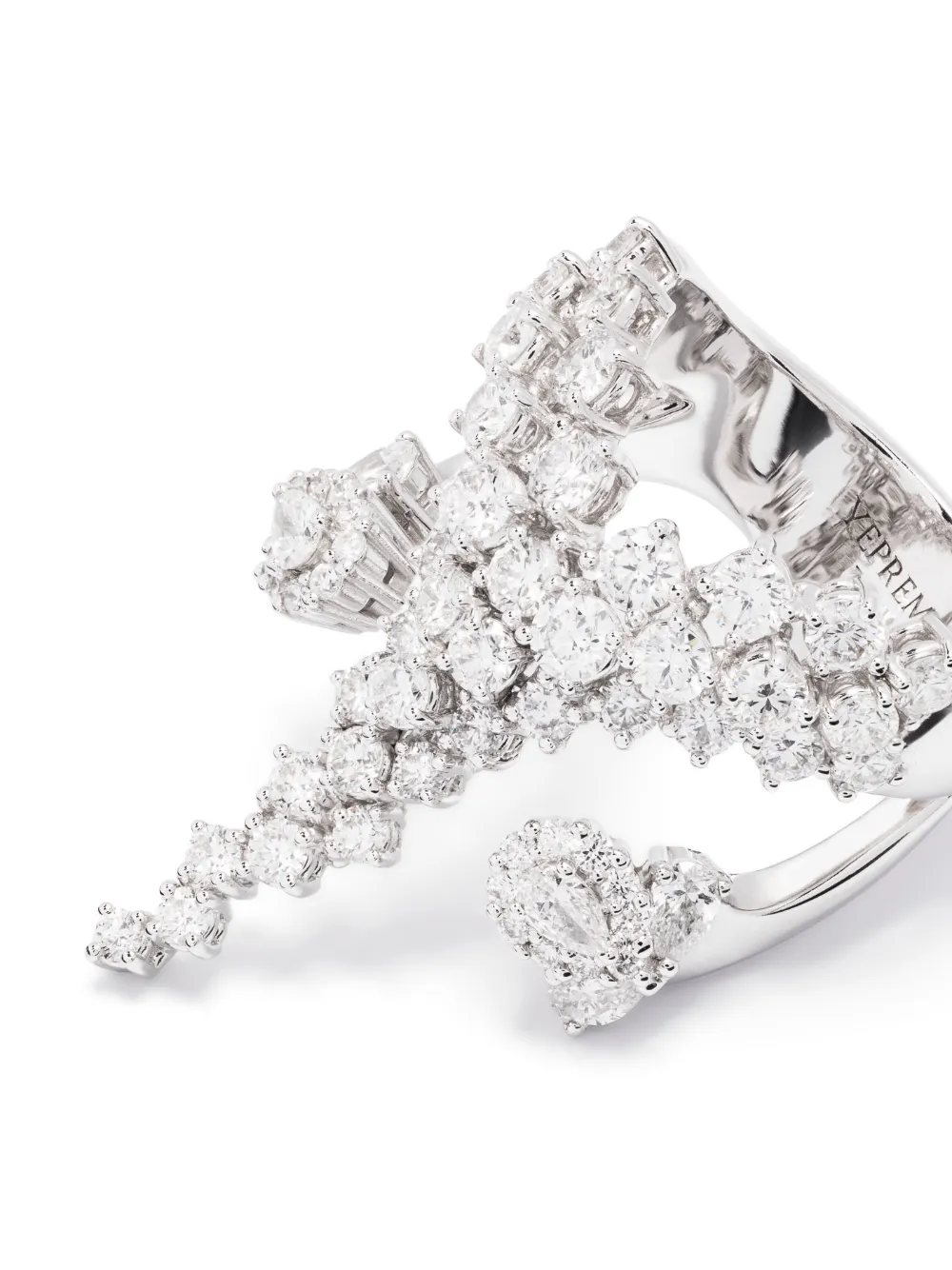 Yeprem 18kt White Gold Y-not Diamond Ring In Silver