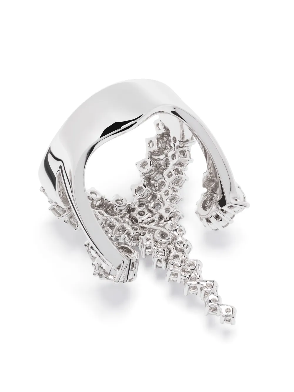 Yeprem 18kt White Gold Y-not Diamond Ring In Silver