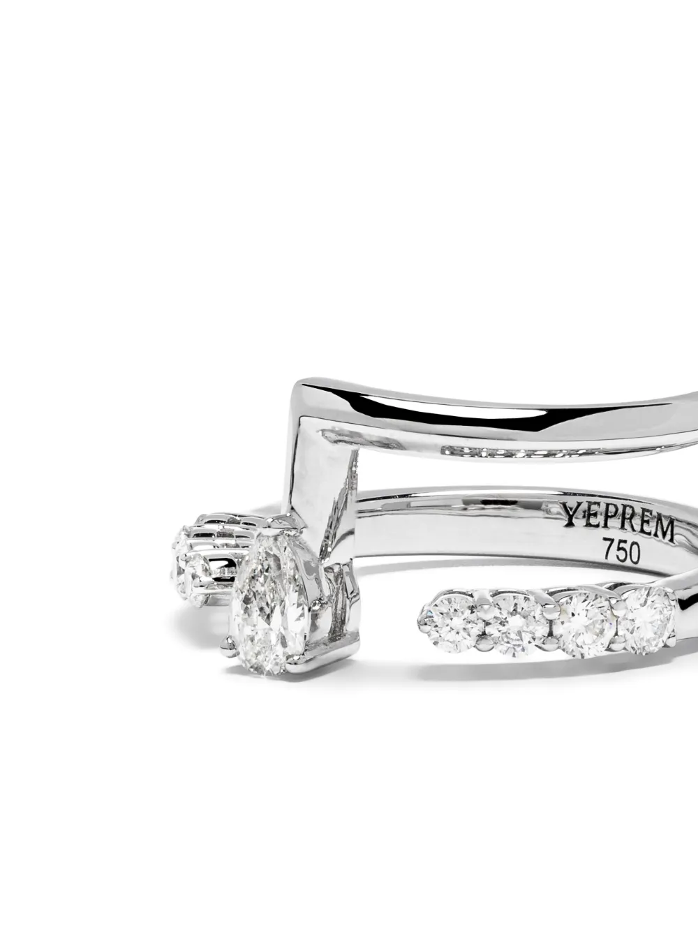 Yeprem 18kt White Gold Y-not Diamond Ring In Metallic