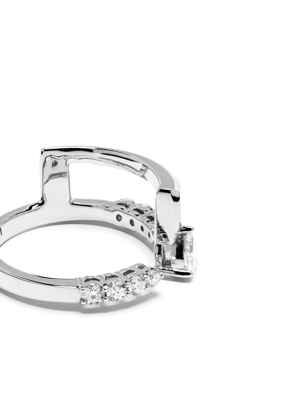Yeprem 18kt White Gold Y-not Diamond Ring In Metallic