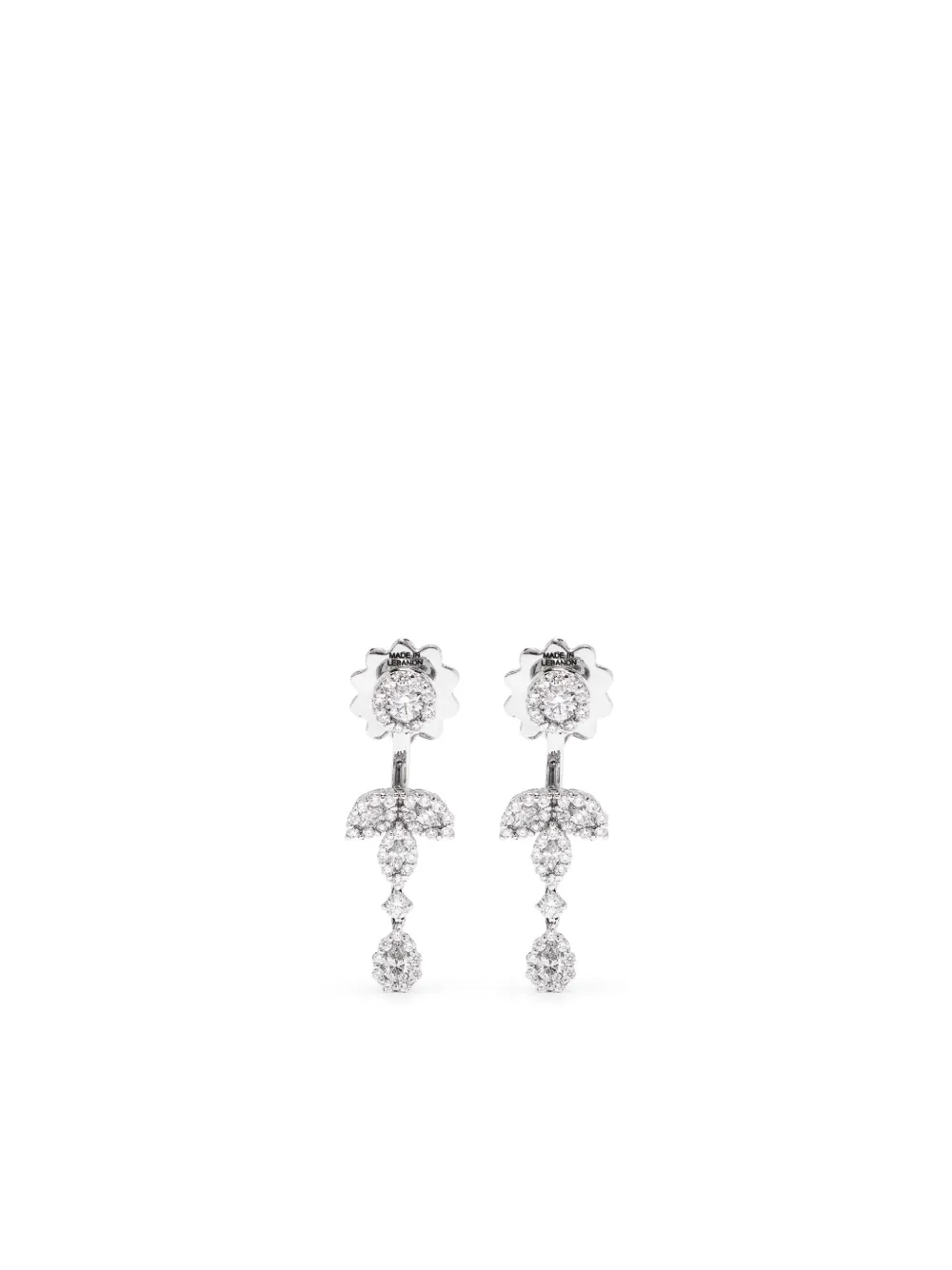 Yeprem 18kt white gold diamond drop earrings | Silver | Image 1