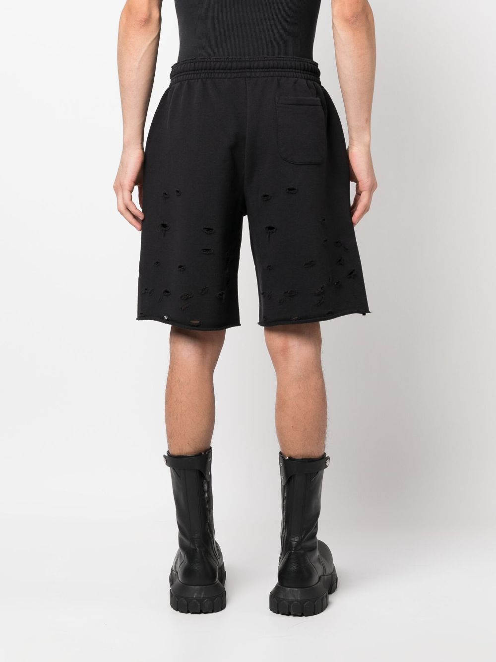 Shop Vetements Above-knee Ripped Track Shorts In Black