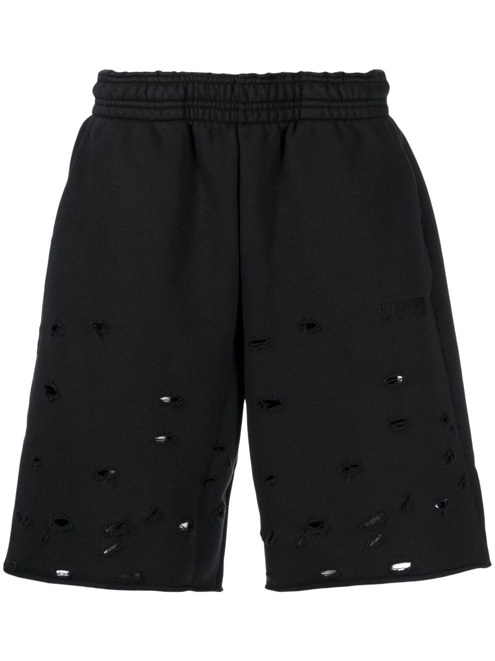 above-knee ripped track shorts