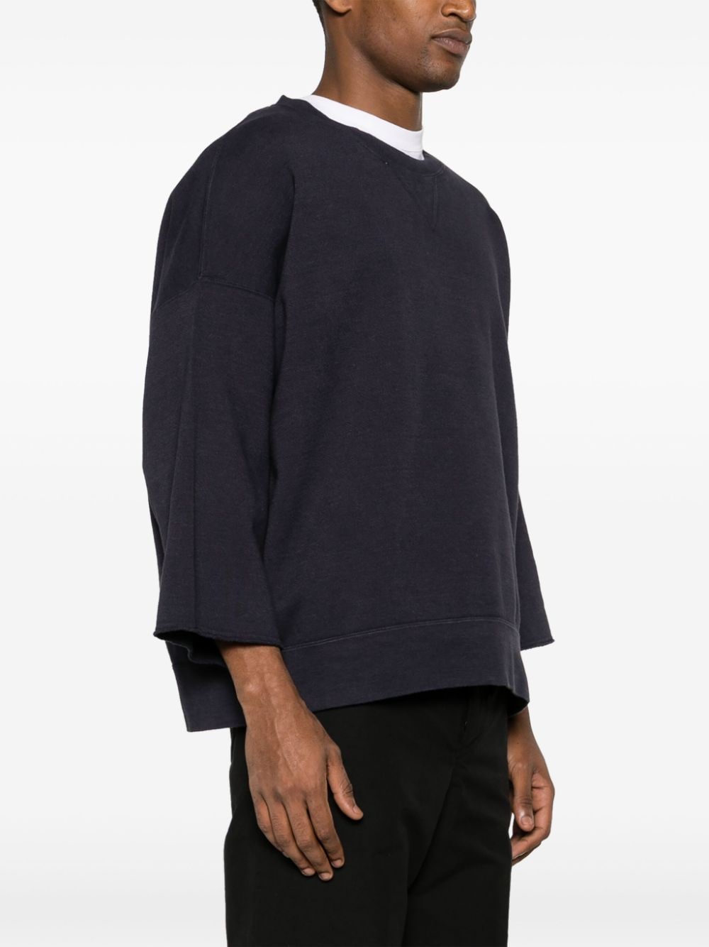 Shop Visvim Crew-neck Cotton-blend Sweatshirt In Purple