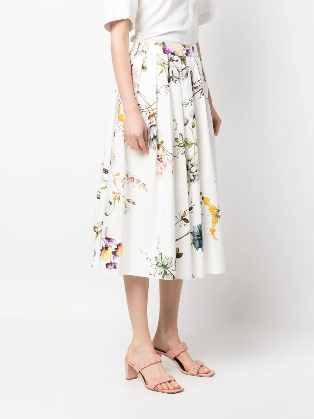 Erdem Ferro Laurenson Floral-print Skirt In White