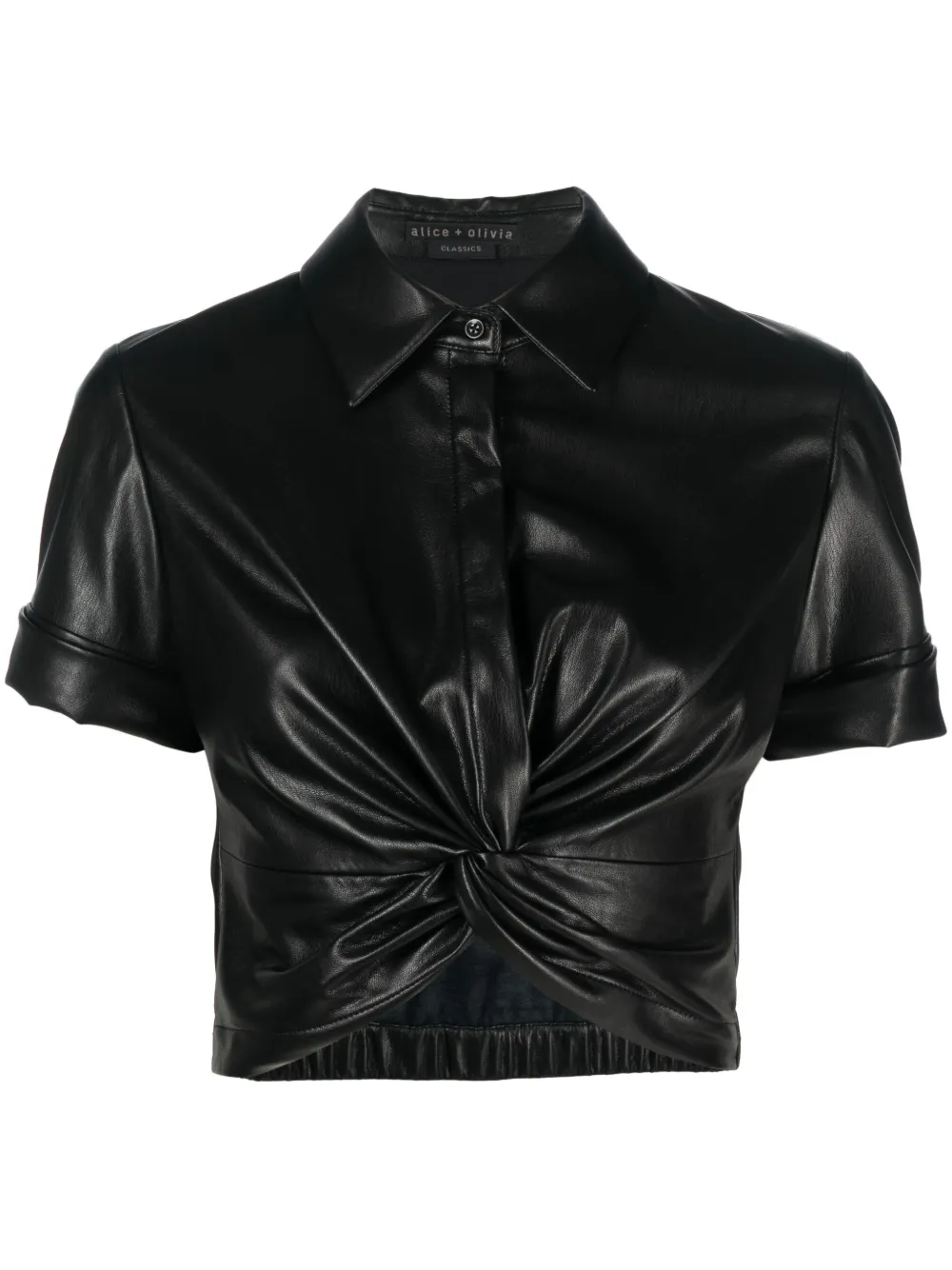 alice + olivia Phebe vegan leather shirt - Black