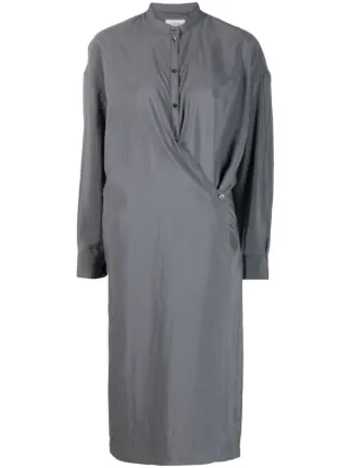 LEMAIRE Twisted officer-collar Shirtdress | Grey | FARFETCH