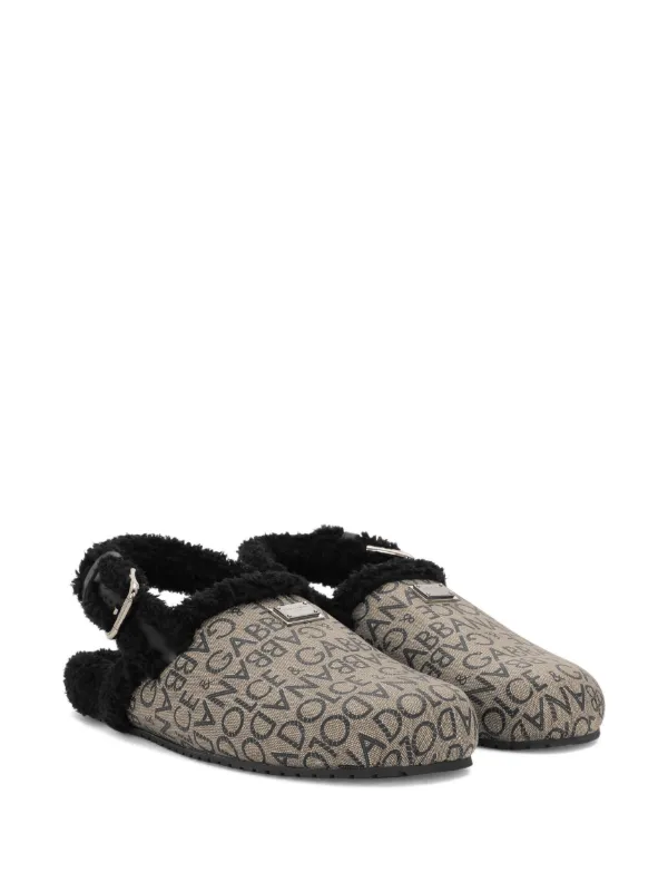 Dolce & Gabbana Gray Faux Fur Jacquard Mules Sandals Men\'s Shoes Dolce & Gabbana Gray Faux Fur Jacquard Mules Sandals Men main image 2