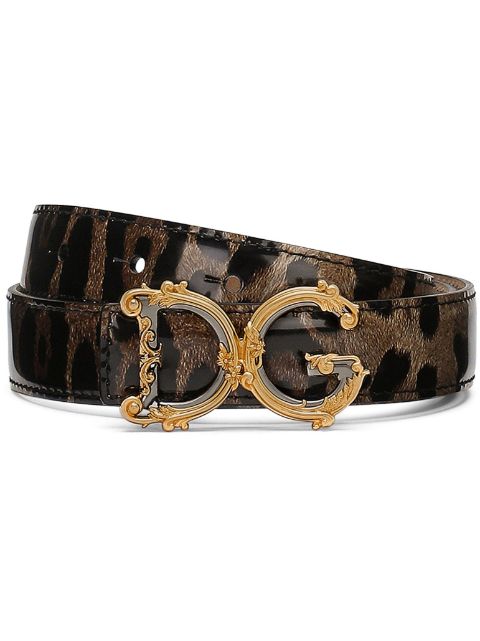 Dolce & Gabbana DG-buckle leopard-print belt Women