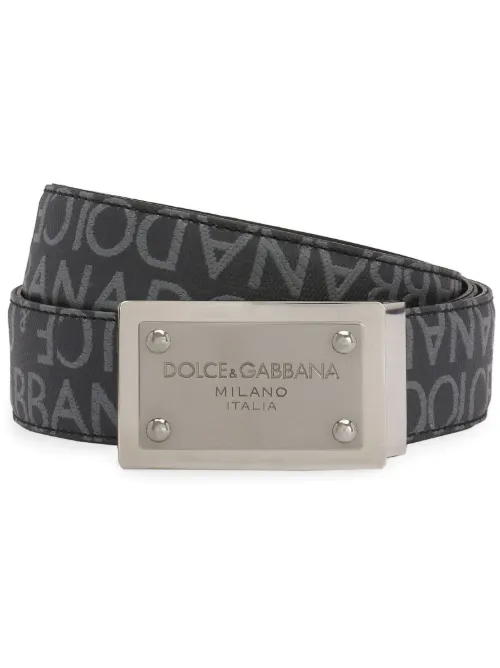 Ceinture en jacquard à plaque logo - Dolce & Gabbana - Modalova